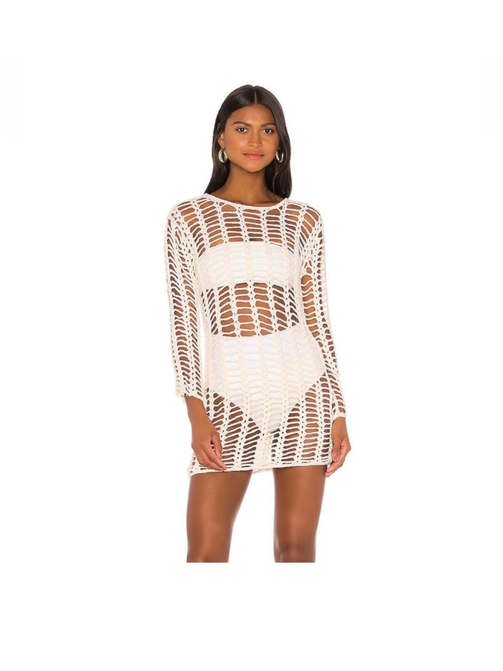Superdown White Crochet Beach Cover-Up Tunic - Women Swim